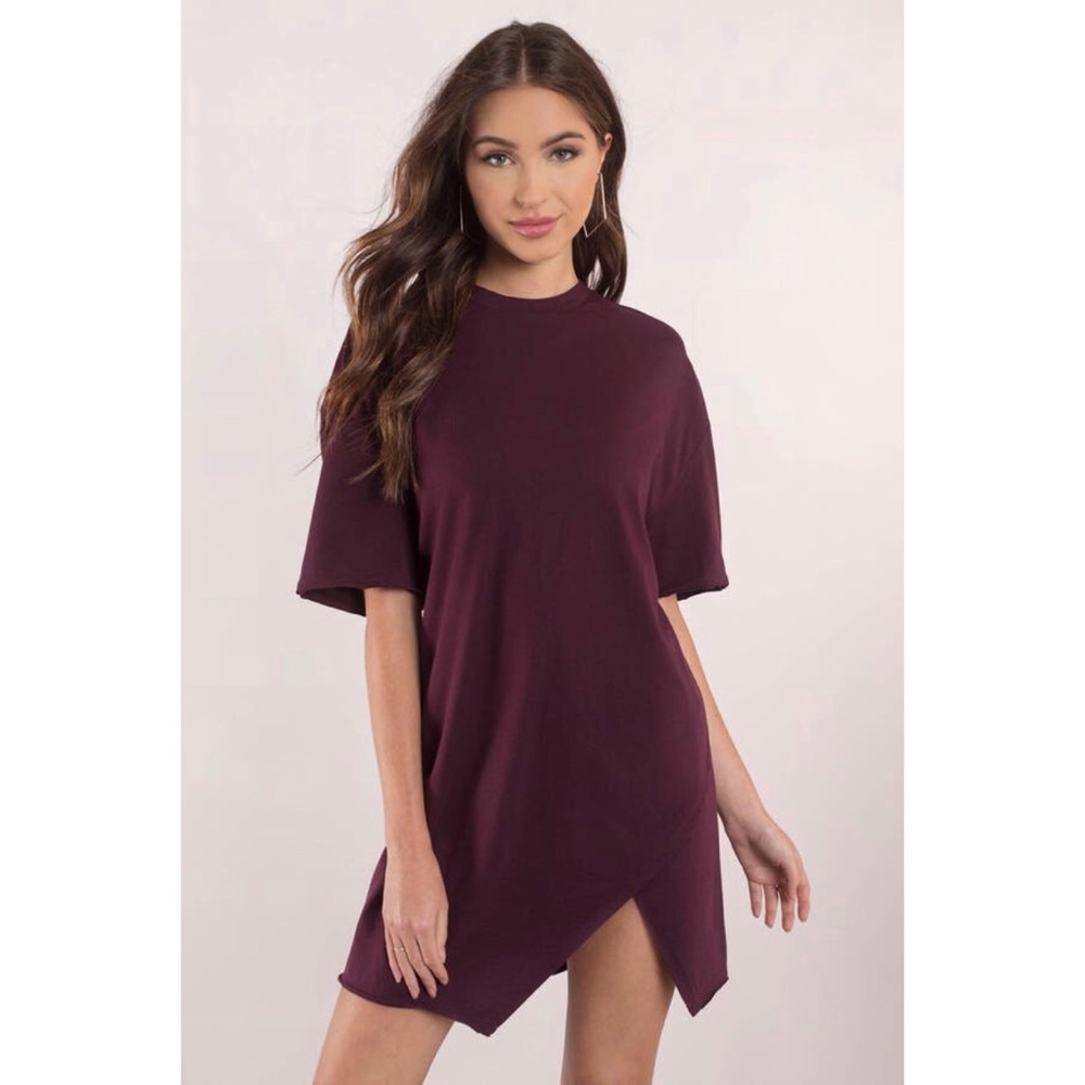 Wine Colored T-shirt Dress